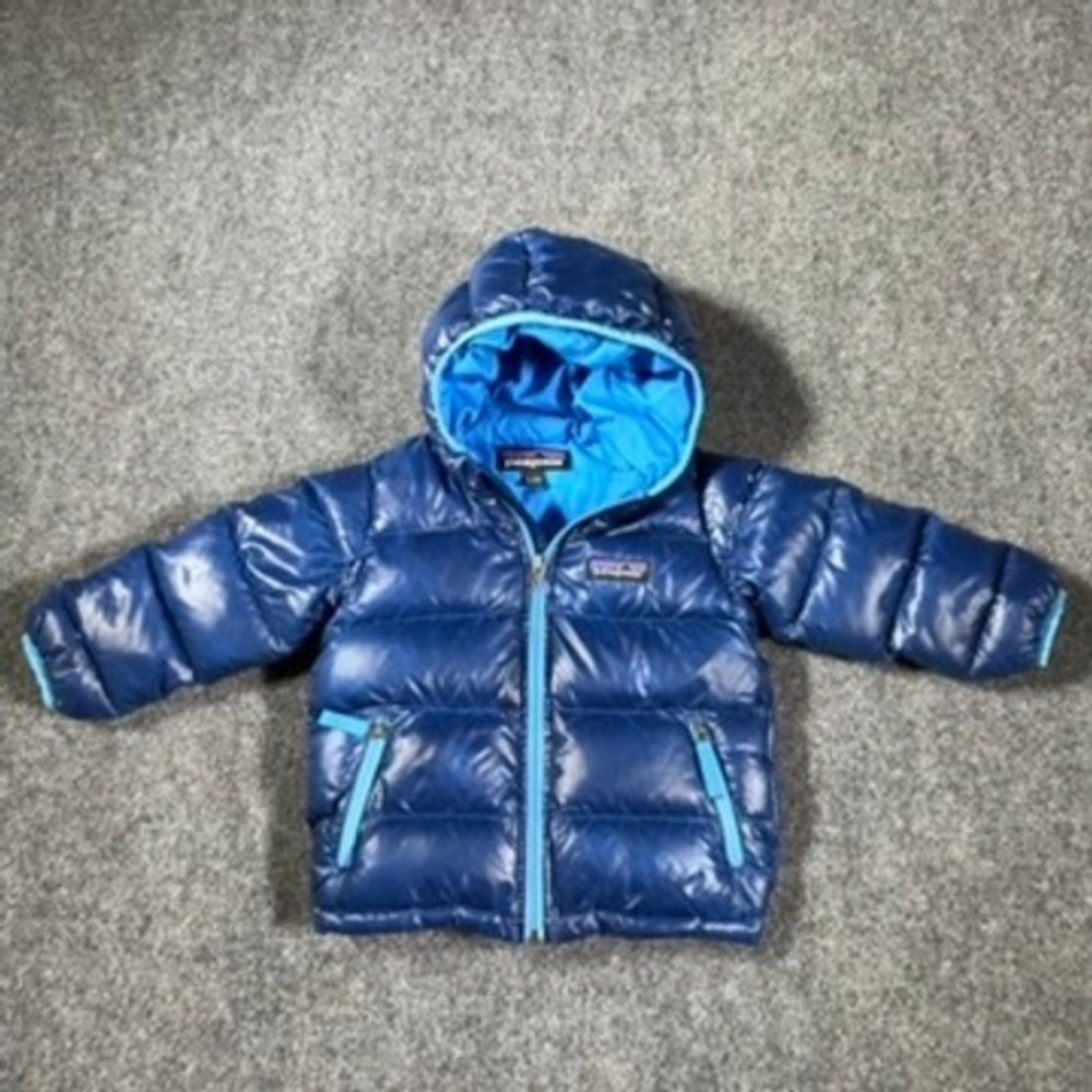 Patagonia Hi-Loft Down Sweater Hoody Baby 6-12M Puffer Coat Blue